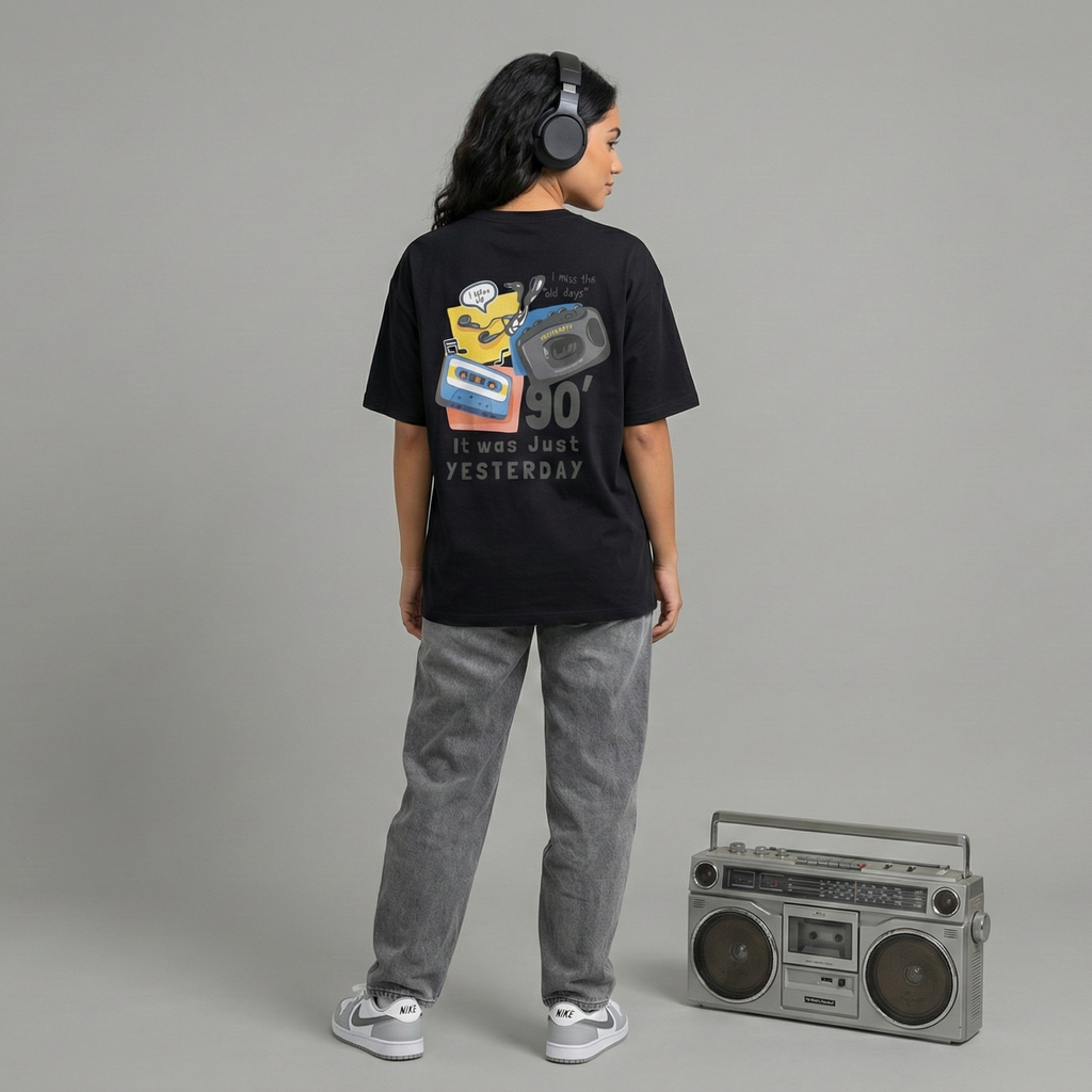 90's Vintage Music: Unisex Oversized Smockey Tee