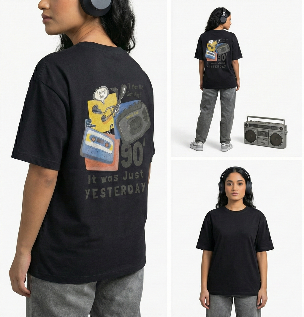 90's Vintage Music: Unisex Oversized Smockey Tee