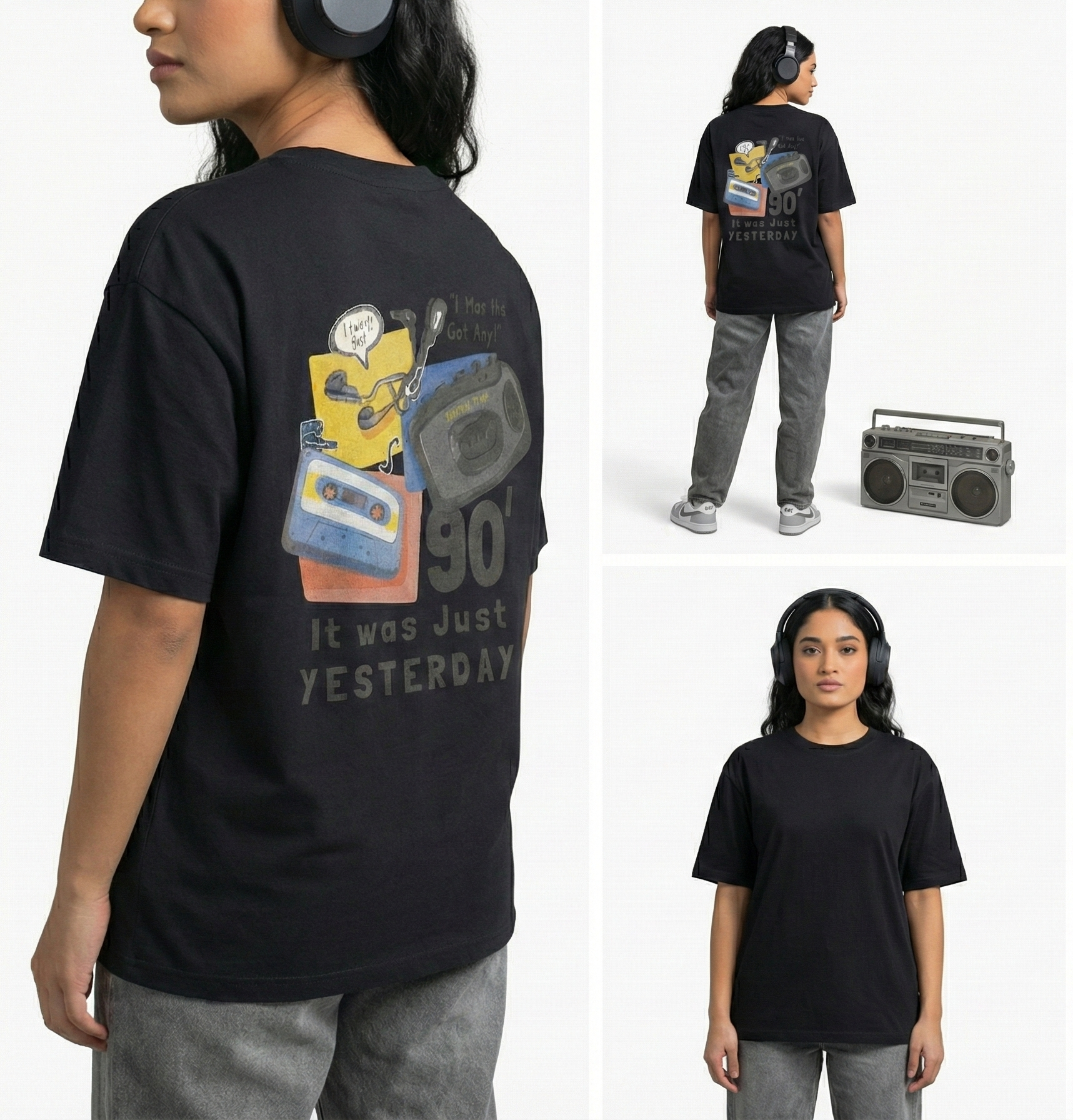 90's Vintage Music: Unisex Oversized Smockey Tee
