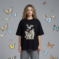Butterflies and Cat : Oversized Smockey Tee