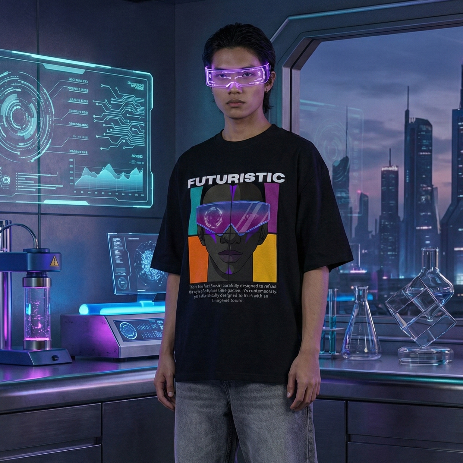 Futuristic Unisex Oversized Smockey Tee