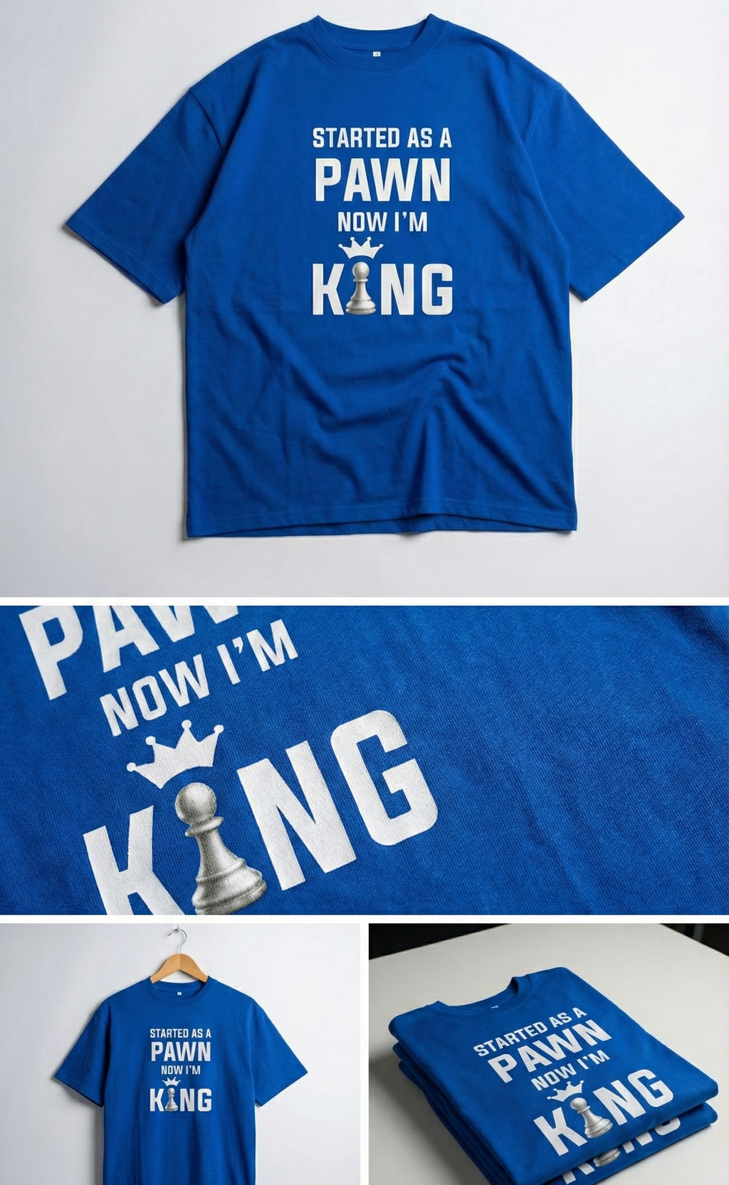 Pawn's King: The Chess: Oversized Royal Blue Smockey Tee