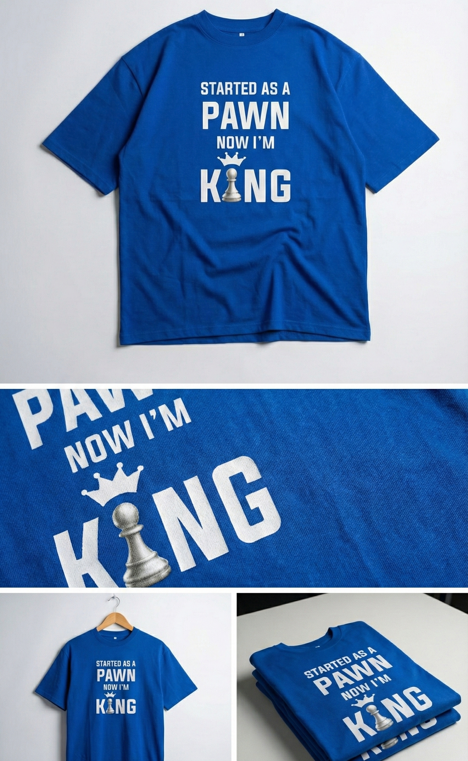Pawn's King: The Chess: Oversized Royal Blue Smockey Tee