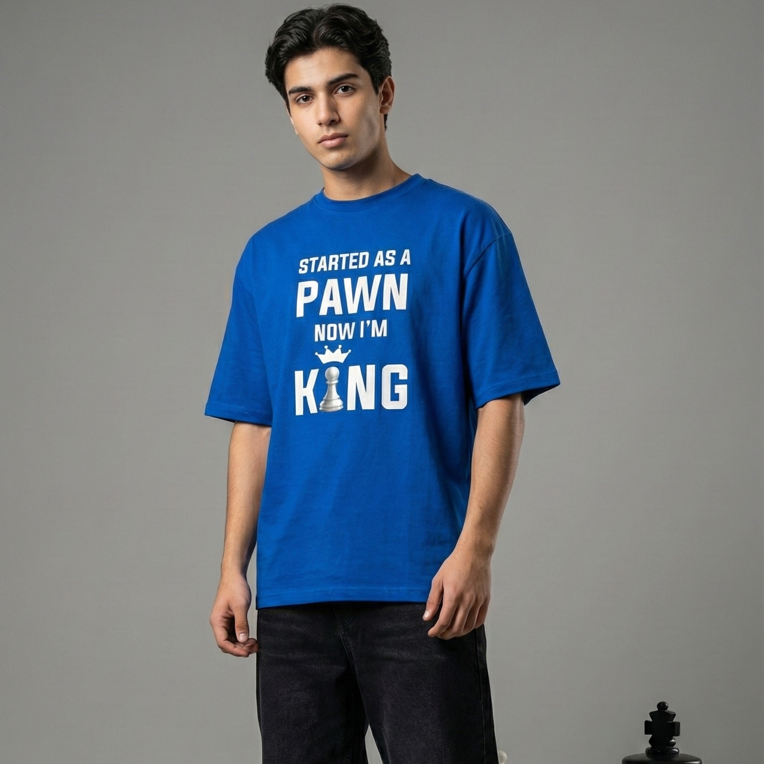 Pawn's King: The Chess: Oversized Royal Blue Smockey Tee