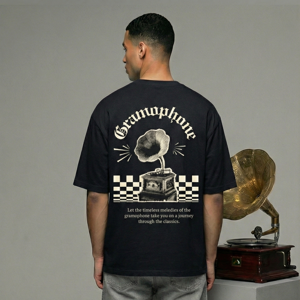 Vintage Gramophone : Unisex Oversized Smockey Tee
