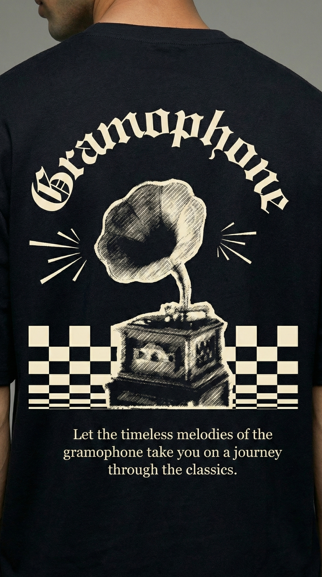 Vintage Gramophone : Unisex Oversized Smockey Tee