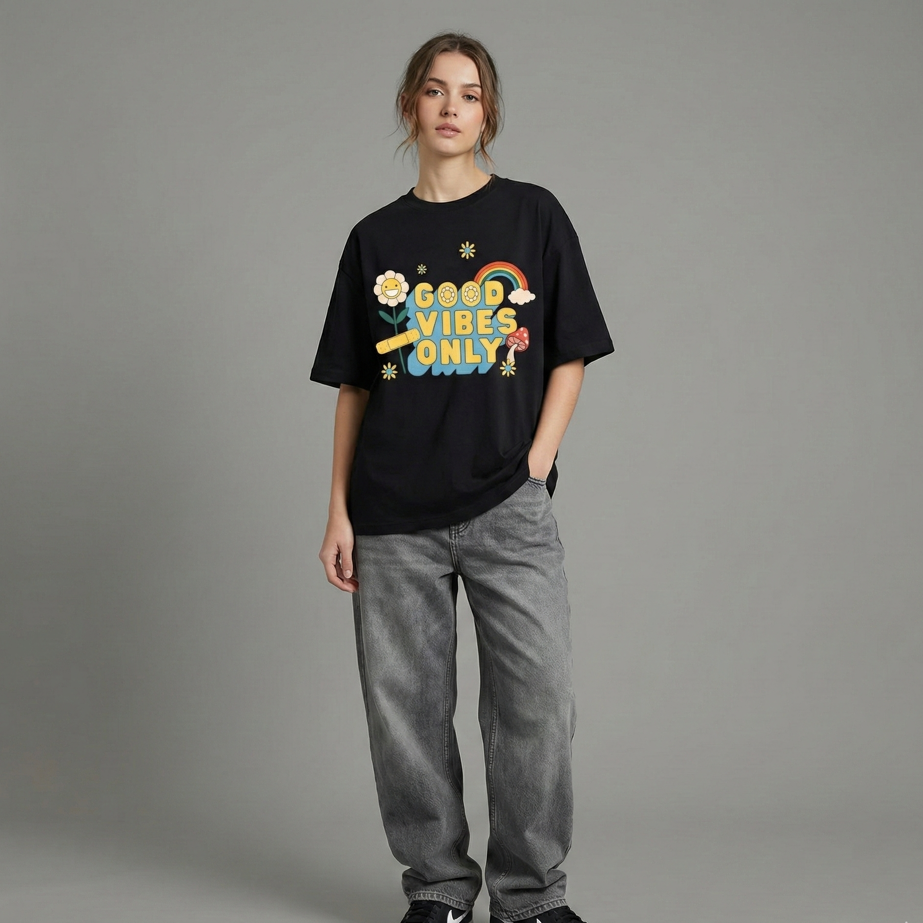 Good Vibes Only: Oversized Smockey Tee