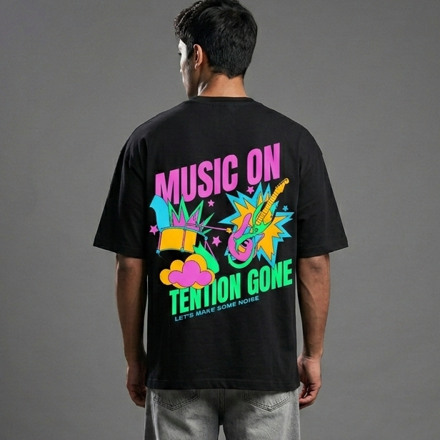 Music On Oversized Smockey Tee: Unisex