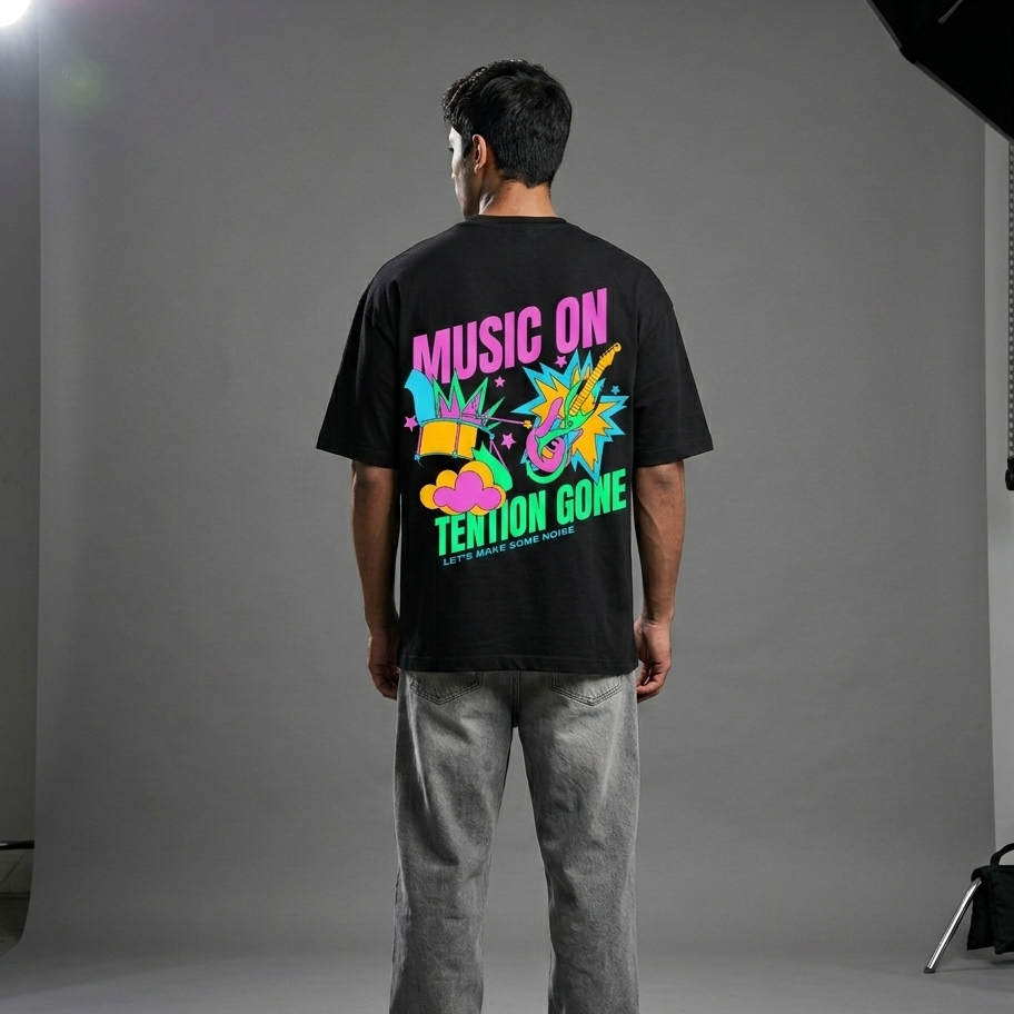 Music On Oversized Smockey Tee: Unisex