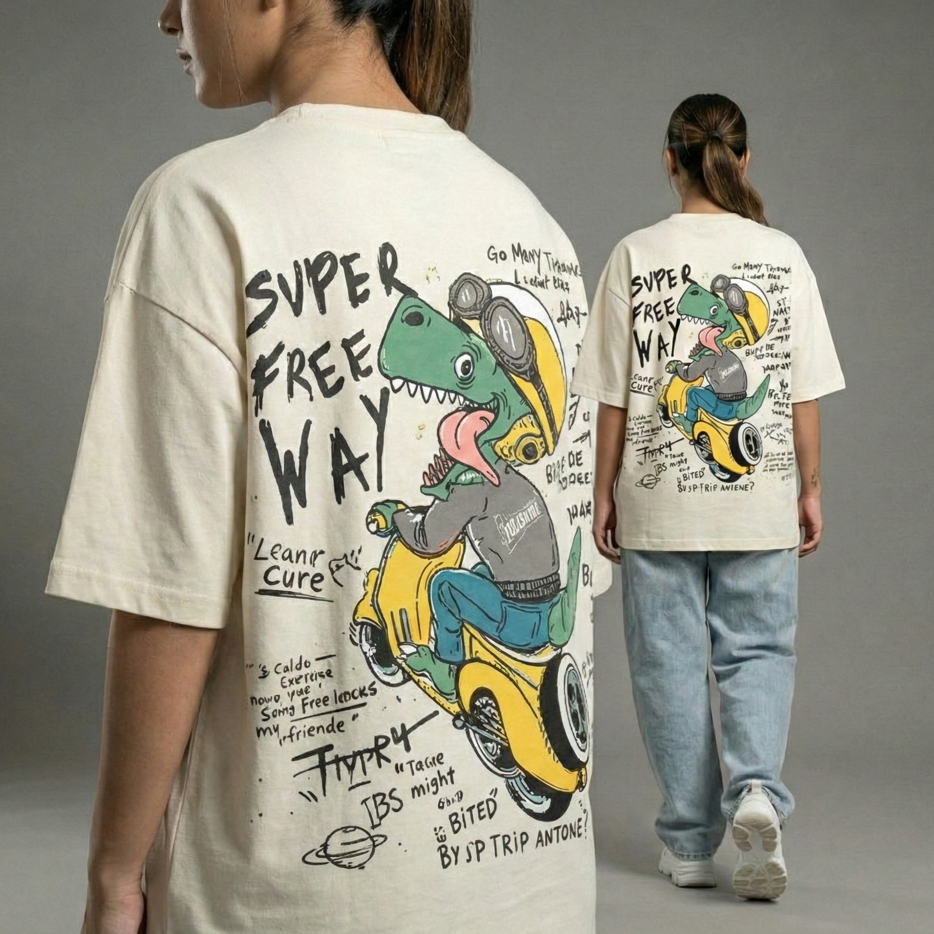 Super Free Way: Dino : Oversized Smockey Tee