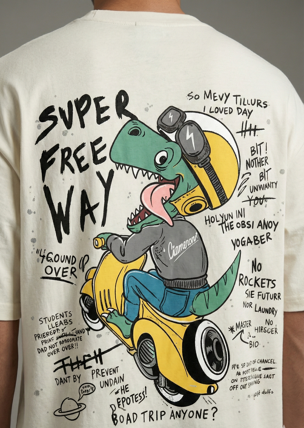 Super Free Way: Dino : Oversized Smockey Tee