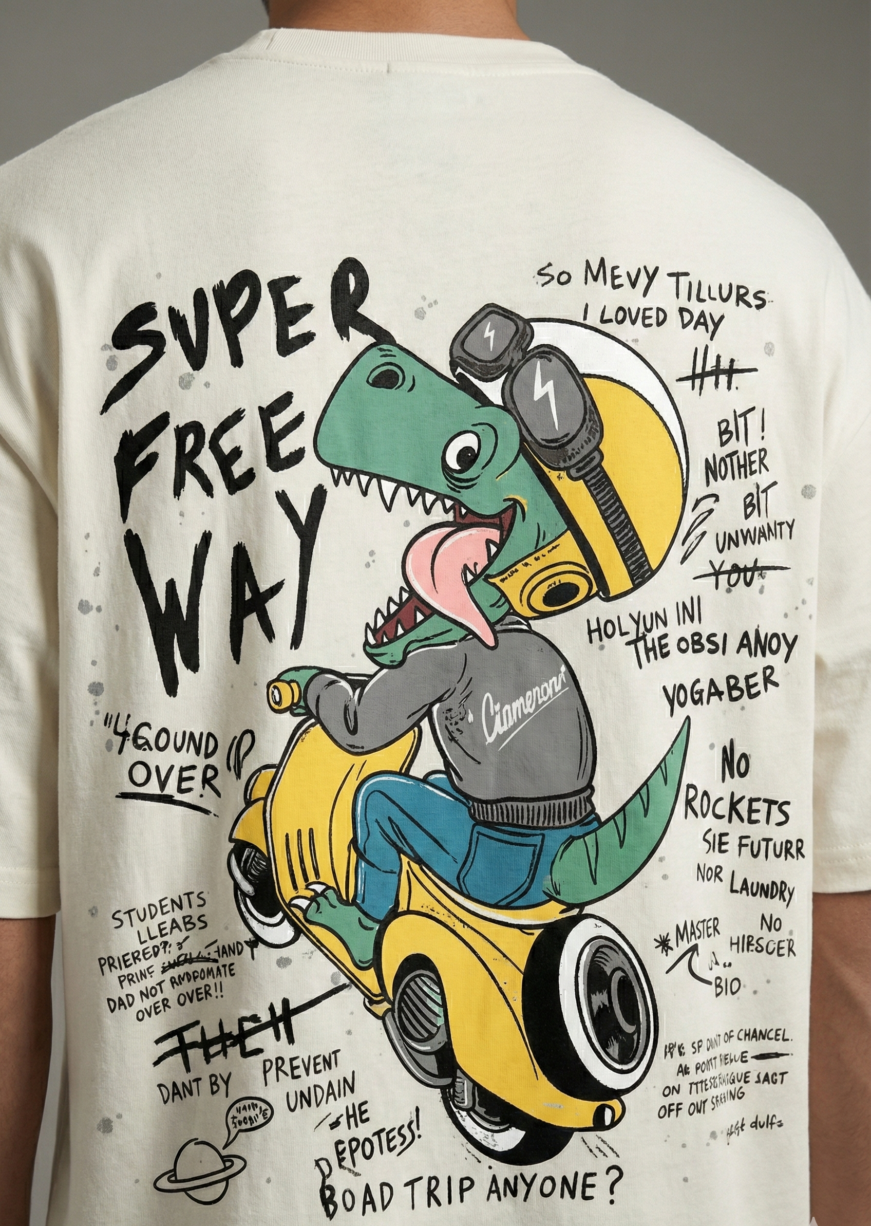 Super Free Way: Dino : Oversized Smockey Tee