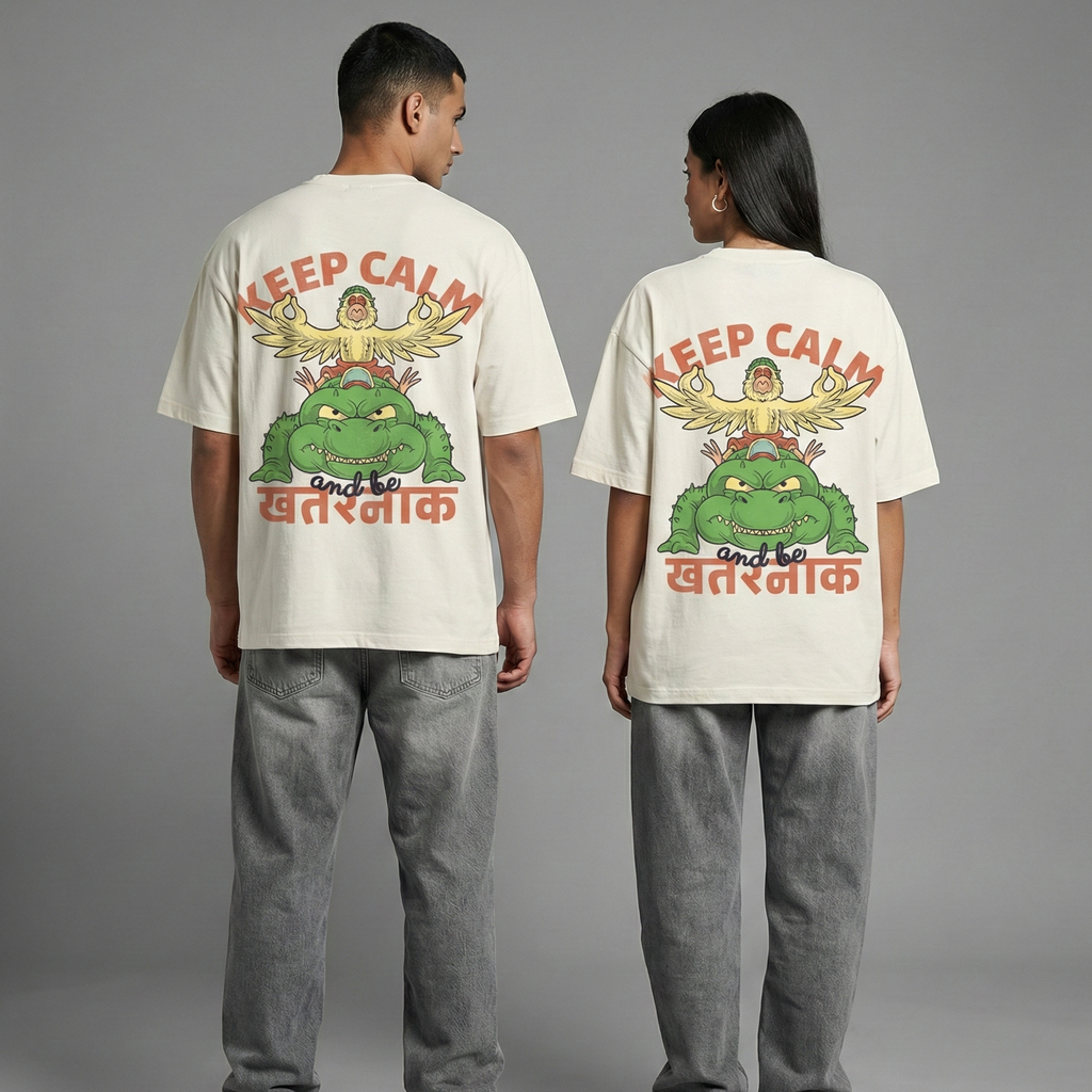 Keep Calm and be KHATARNAK TS : Oversized Smockey Tee