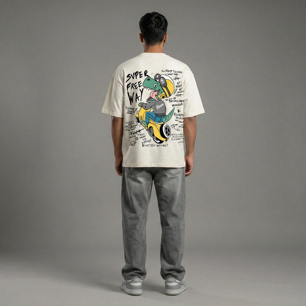 Super Free Way: Dino : Oversized Smockey Tee